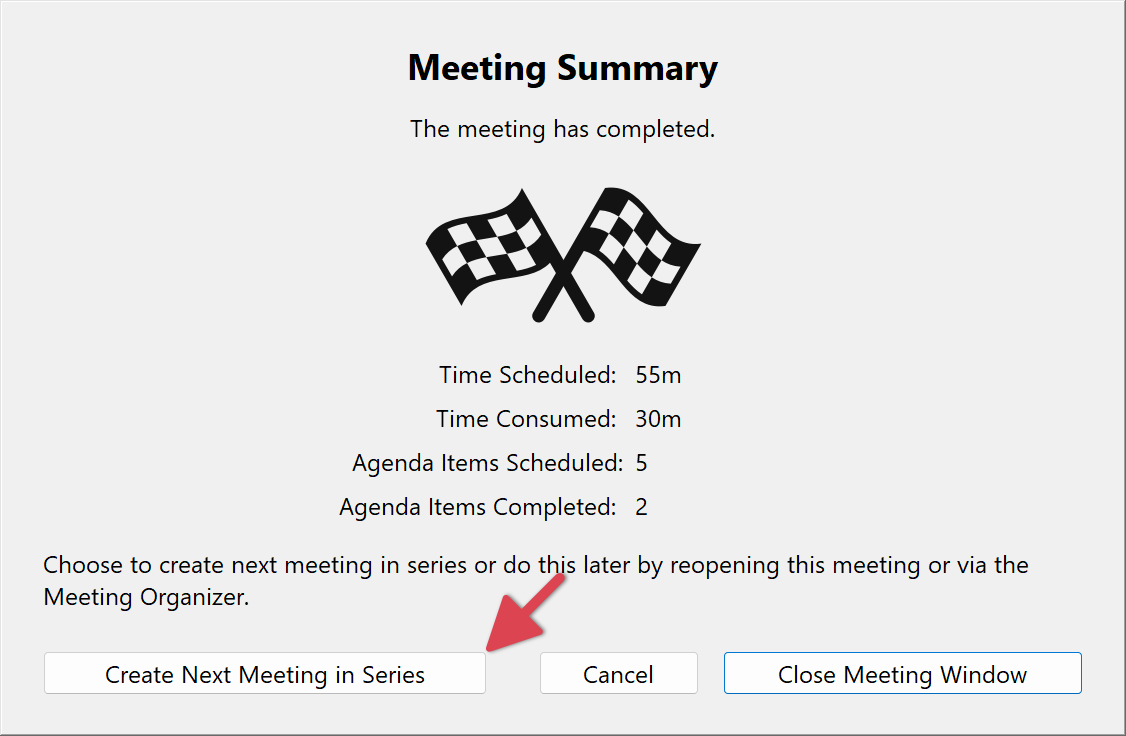 Summit Meeting Summary Create Next Meeting in Series Button